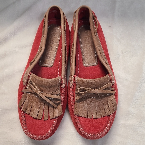 Darc Cuir Women's Tan & Red Suede Loafers Size 9 - Picture 8 of 8